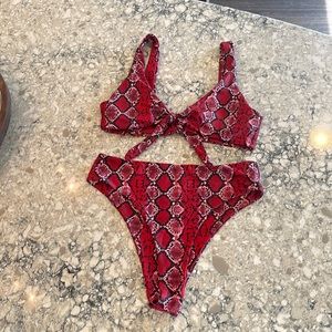 Red Snakeskin Bikini